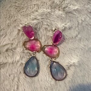 Buru Elegant Pink and Blue Drop Earrings